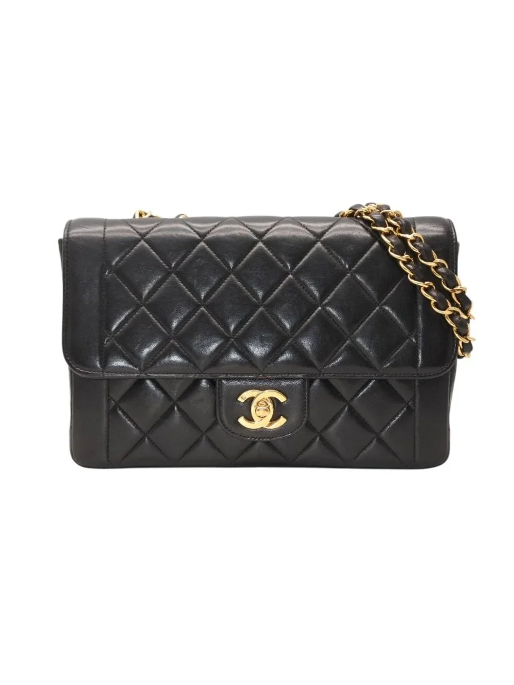 Chanel Chain Quilted 23 Shoulder Bag CC Logo Lambskin Black Gold